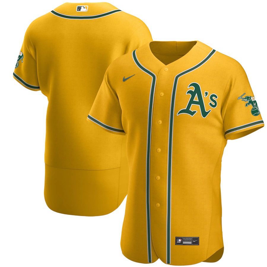 Cheap Mens Oakland Athletics Nike Gold Authentic Official Team MLB Jerseys